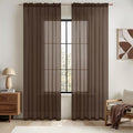 MIULEE Chocolate Brown Sheer Curtains 63 Inches Long 2 Panels, Light Filtering by MIULEE
