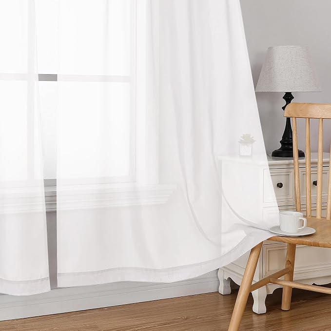 Simplebrand Rod Pocket Top Solid Voile Sheer Curtains - Image 8