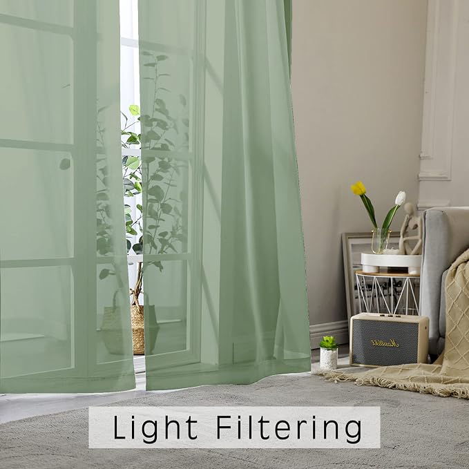 OWENIE Sage Sheer Kitchen Valance - Image 5