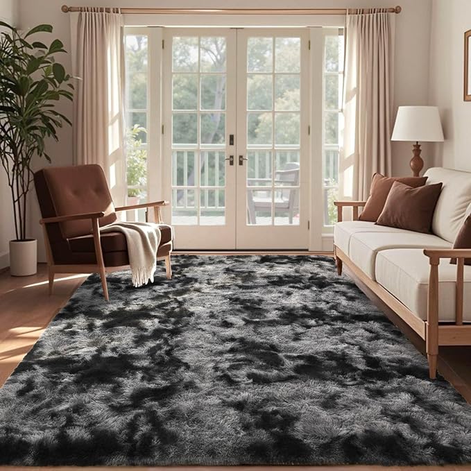 5x7 Ft Large Shag Rugs for Bedroom Living Room Decor for Men Boys, Tie Dyed - Image 3