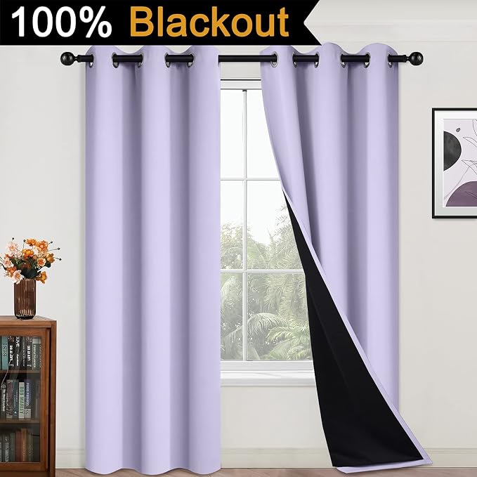 Yakamok 84 Inch Length 100% Blackout Curtains - Image 2