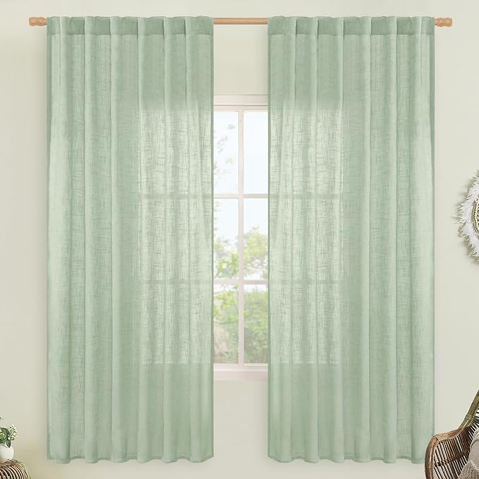 LAMIT Fresh Green 72 inch Linen Curtains by LAMIT