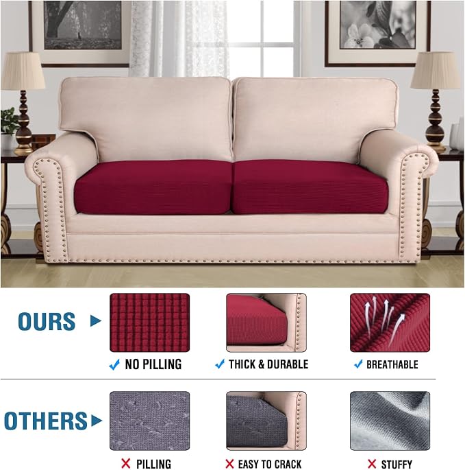 H.VERSAILTEX Super Stretch Individual Seat Cushion Covers Sofa Covers Couch - Image 2