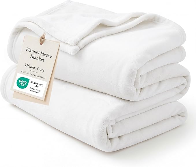 Bedsure GentleSoft Fleece Blanket California King White by BEDSURE
