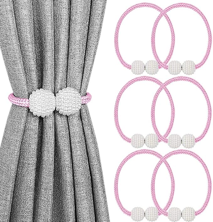 Melaluxe 6 Pack Magnetic Curtain Tiebacks, Decorative Curtain Holdbacks by Melaluxe