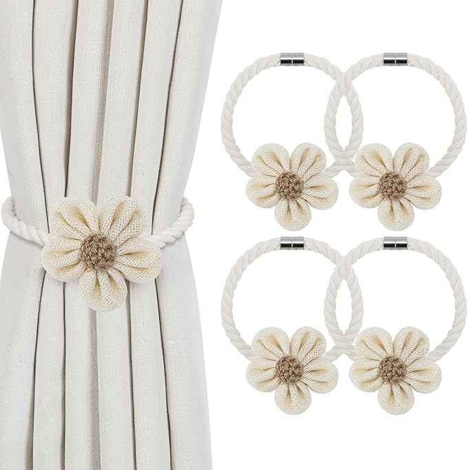 KLOGTSIND Magnetic Curtain Tiebacks, 4 Pack Flower Curtain Holdbacks by KLOGTSINDDirect