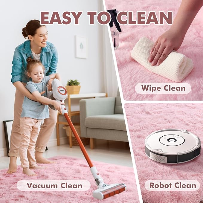 5x7 Ft Pink Rugs for Bedroom Girls, Shag Fluffy Area Rug for Living Room - Image 7