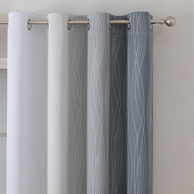 Estelar Textiler Grayish White and Grey Blackout Curtains - Image 4
