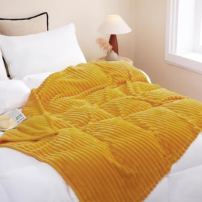 Mustard Yellow Fleece Throw Blanket 50”×60” - Image 5