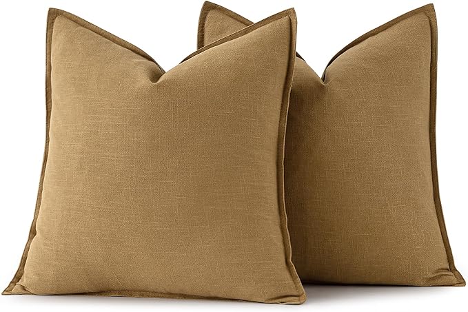 MIULEE Decorative Linen Pillow Covers 20x20 Inch Mustard Yellow ​Boho - Image 6