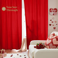 HOMEIDEAS Valentine's Day Non-See-Through Red Privacy Sheer Curtains, 52 X 84 by HOMEIDEAS