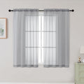 Light Grey Sheer Curtains for Bedroom Living Room 45 Inch Length 2 Panels by WelvetBLK