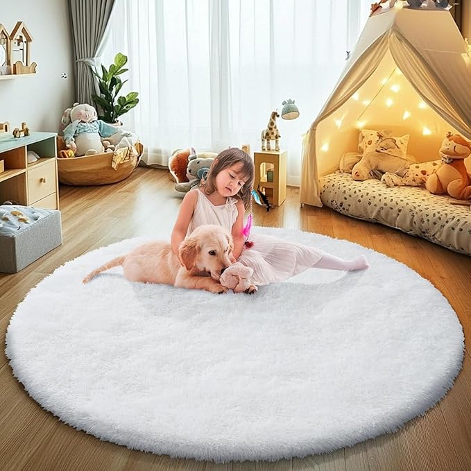 yulidayang White Fluffy Round Area Rugs - Image 8