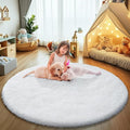 yulidayang White Fluffy Round Area Rugs by yulidayang