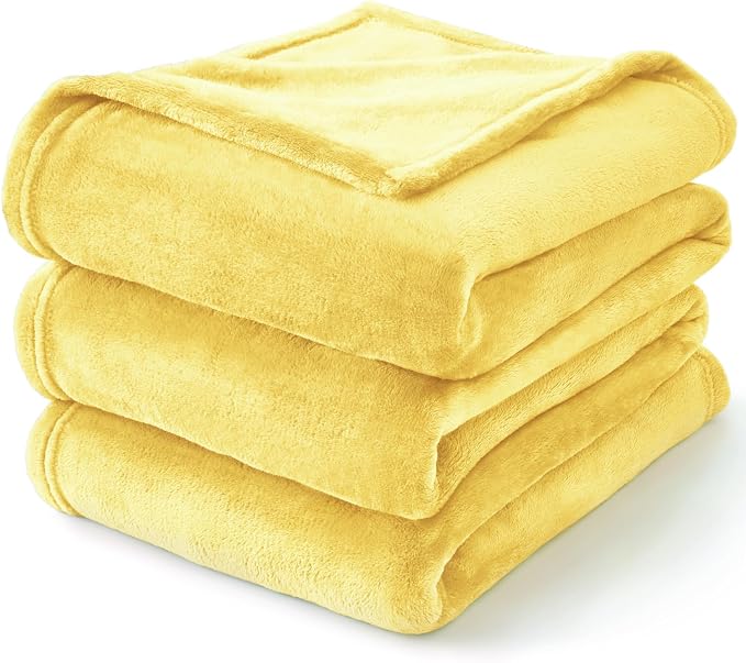 BEDELITE Fleece Blanket Twin Size Light Yellow Throw Blankets - Image 8