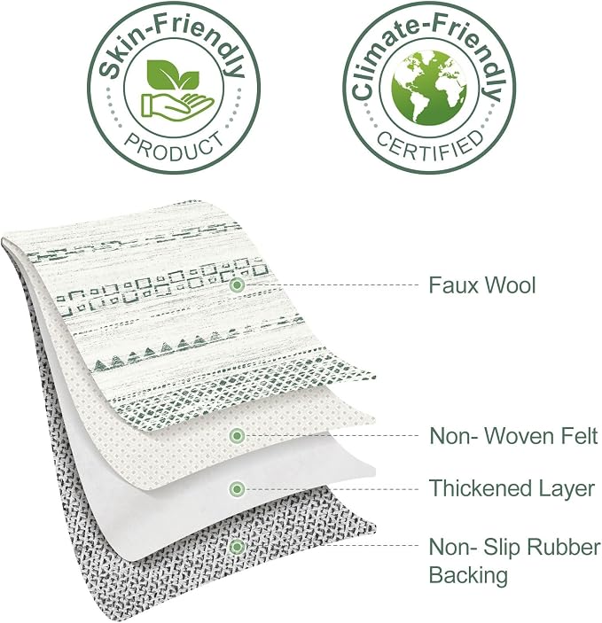 Nakagishi Green Rug Living Room Rugs: 9x12 Washable Boho Large Neutral Soft - Image 9
