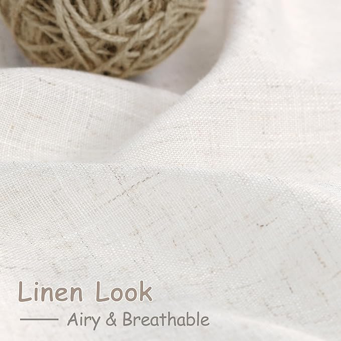 Nanspring Ivory White Linen Curtains 63 Inches Long - Image 3
