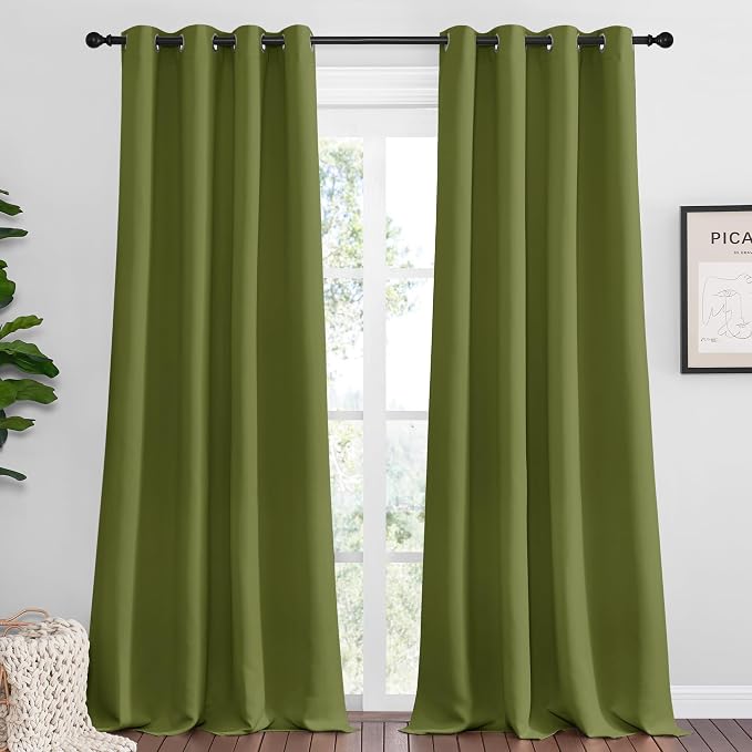 NICETOWN Olive Green Blackout Curtains 102 inches Length by NICETOWN