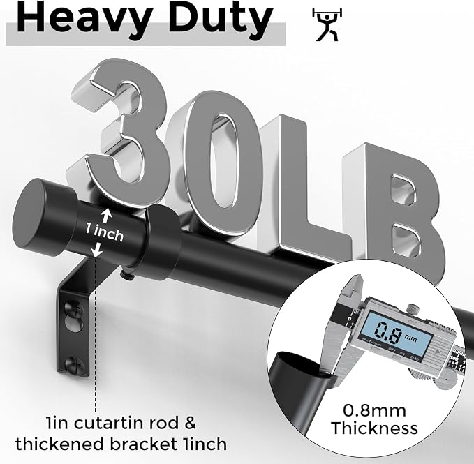 VOIIY Curtain Rods for Windows 66 to 120 Inch, Modern Adjustable Heavy Duty - Image 3