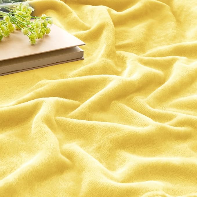 BEDELITE Fleece Blanket Twin Size Light Yellow Throw Blankets - Image 3