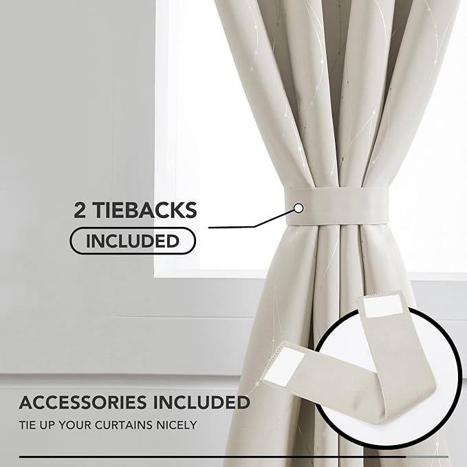 Deconovo Room Darkening Curtains Beige, Short Kitchen Curtain, Thermal - Image 4