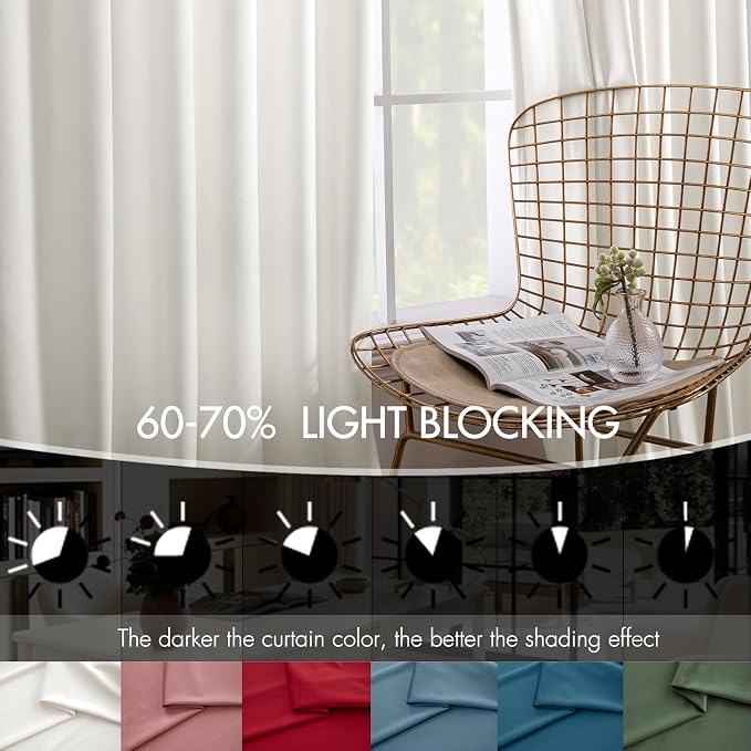 MIULEE Velvet Curtains 50W x 108L 2 Panels Ivory Blackout Curtains | Luxury - Image 4