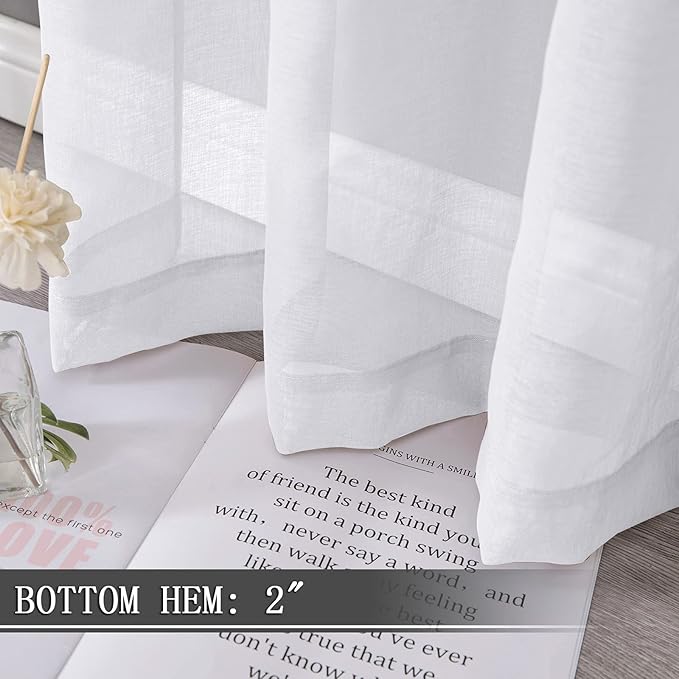 Tollpiz Short Sheer Curtains Linen Textured Bedroom Curtain Sheers Light - Image 4