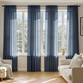 MIULEE Navy Blue Sheer Curtains 72 Inches Long, 4 Panels Set, Light Filtering by MIULEE