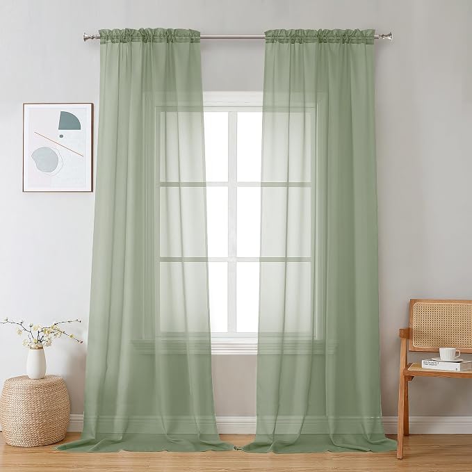 OVZME 2 Pieces Bedroom Curtains 96" Length by OVZME
