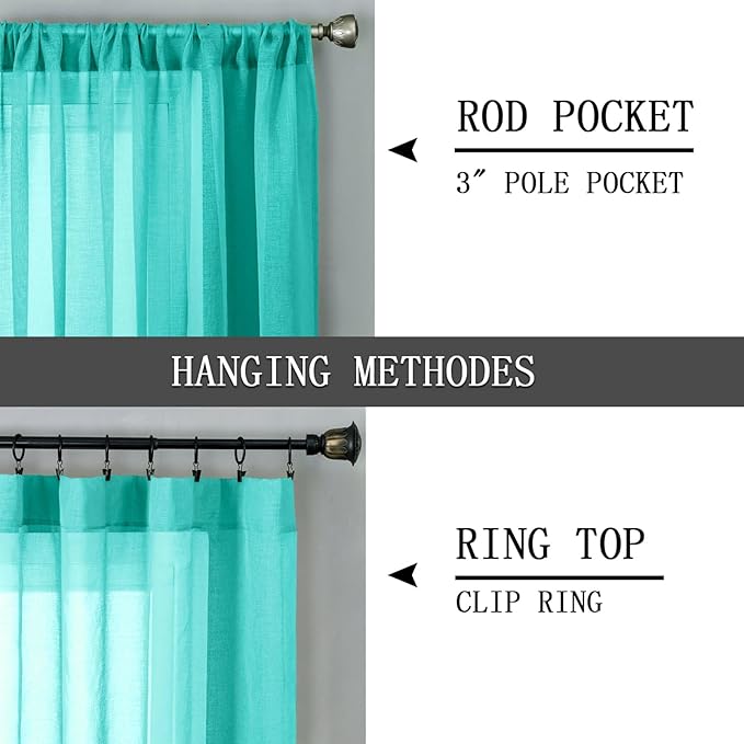 Tollpiz Sheer Curtains Living Room Linen Textured Curtain Sheers Light - Image 5
