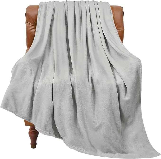 BEDELITE Fleece Blanket Light Grey Throw Blankets by BEDELITE