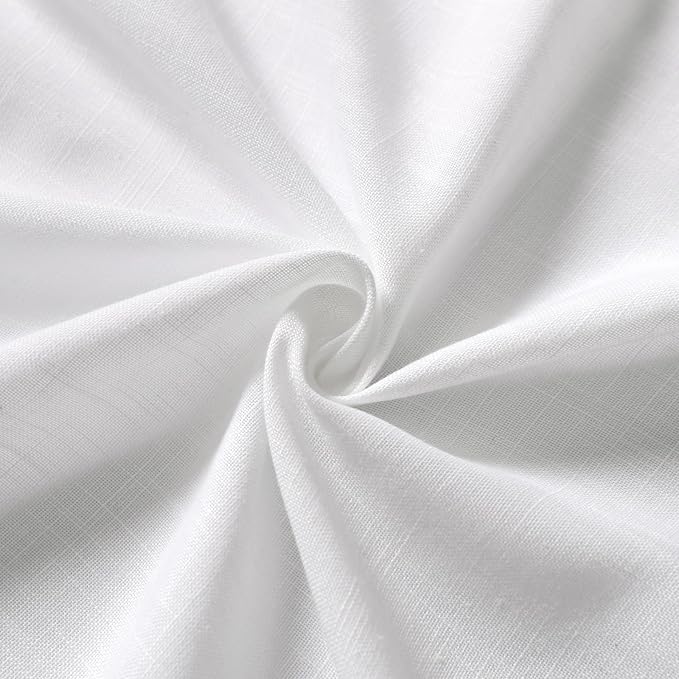 Nanspring White Linen Curtains 47 Inch Length 2 Panels Set Light Filtering Back - Image 6