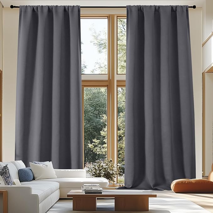 Simplebrand Ava Grey Blackout Extra Long 10ft Curtains by Simplebrand