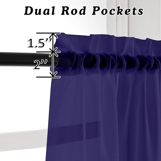 OVZME 2 Panels Purple Sheer Valance - Image 2