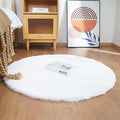 Ghouse Faux Rabbit Fur Round Rug 3ft White Round Rugs by Ghouse