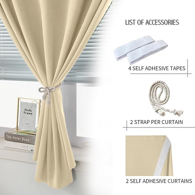 Portable Light Blocking Curtains Self-Stick Design, Removable Adhesive Window - Image 2