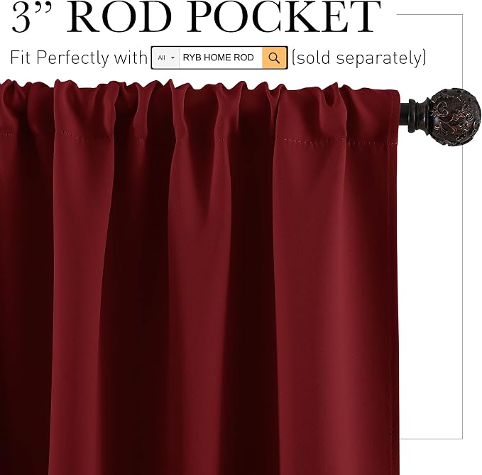 RYB HOME Short Blackout Curtains - Image 2