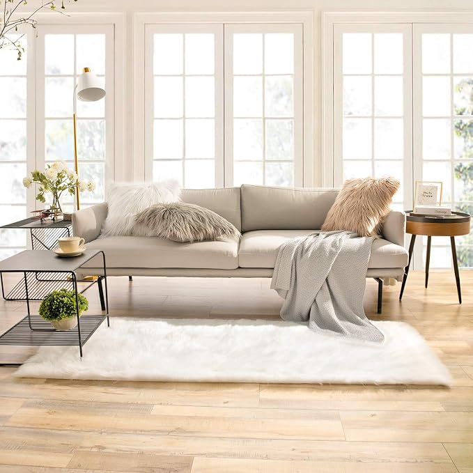 Ashler faux fur rug, Fluffy Shaggy Area Rug Ultra Soft 2.2 x 6 Feet Rectangle by AshlerHomeDeco