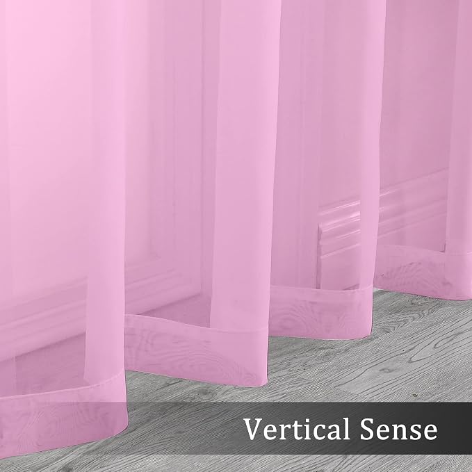 OWENIE Pink Sheer Curtains 96 Inch Length, Elegant Sheer Curtains - Image 6