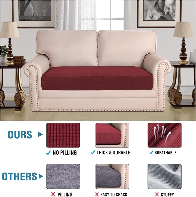 H.VERSAILTEX Super Stretch Individual Seat Cushion Covers Sofa Covers Couch - Image 2