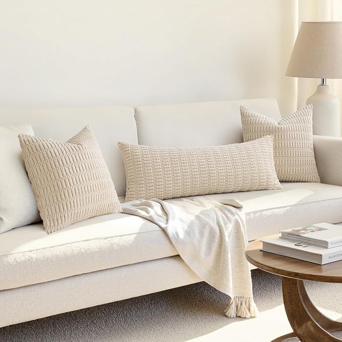 MIULEE Pack of 1 Cream White Long Body Lumbar Decorative Throw Pillow Cover - Image 4