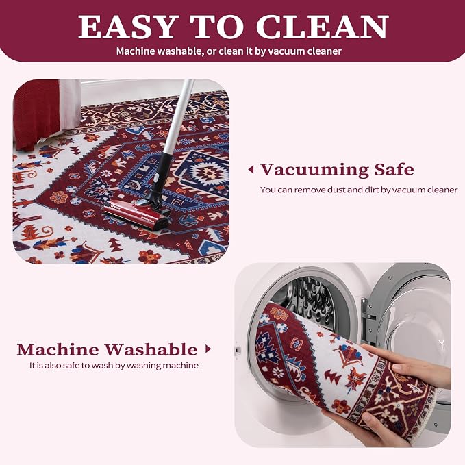 SERISSA 6x9 Area Rugs for Living Room, Large Washable Non-Slip Boho Rug - Image 4