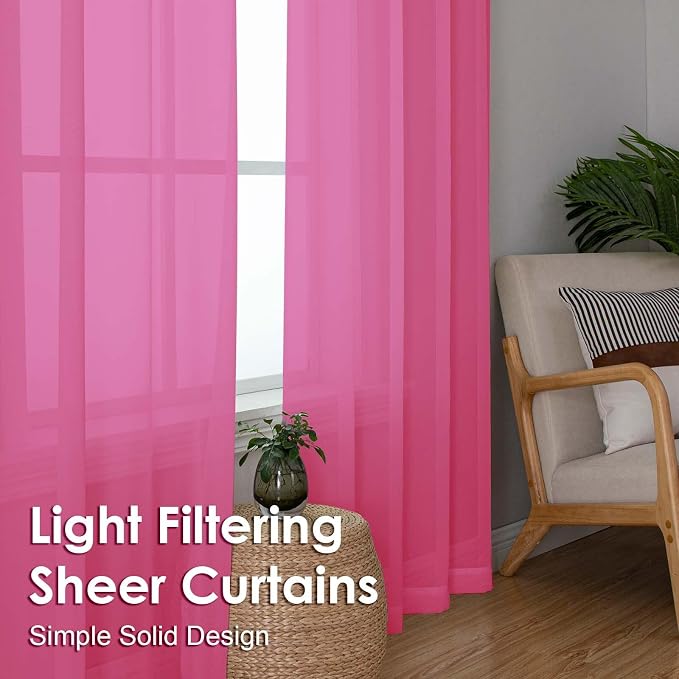 OVZME Sheer Curtains 84 Inches Long 2 Panels Set, Light Filtering Transparent - Image 6