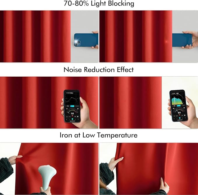 MIULEE Christmas Red Back Tab Blackout Curtains 84 Inch Length 2 Panels Set - Image 5