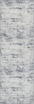 3x14 Washable Runner Rug：Modern Abstract Soft Carpet Blue Grey | by FXRHLP