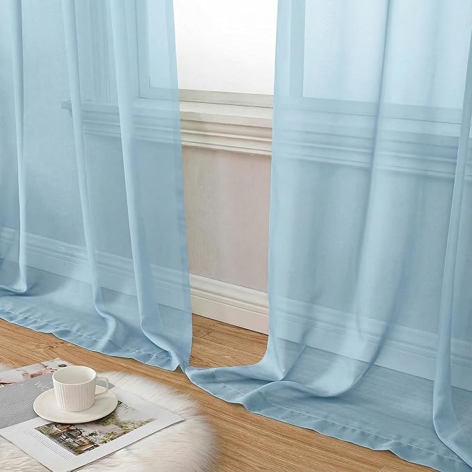 Sheer Curtains 84 Inches Long 2 Panels Set - Image 8