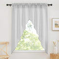 RYB HOME Half Window Swag Curtains, Linen Texture Wave Fabric Semi Sheer Valance by RYBHOME