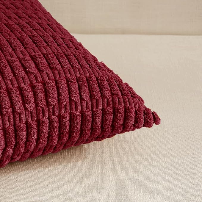 Fancy Homi 4 Packs Burgundy Decorative Throw Pillow Covers 20x20 Inch - Image 4