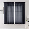 Lecloud Black Sheer Curtains 63 Inch Length 2 Panels, Voile Light Filtering by Lecloud