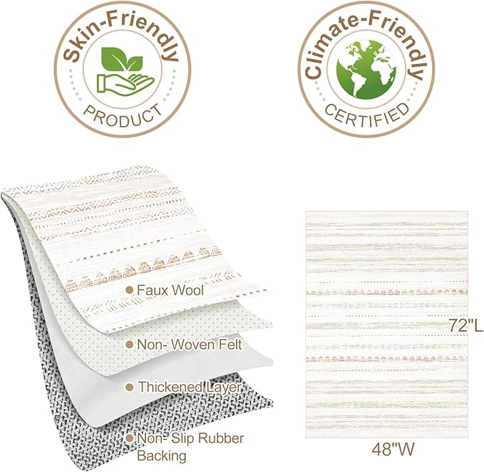 Nakagishi Area Rug Living Room Rugs: 3x5 Soft Machine Washable Boho Neutral - Image 3